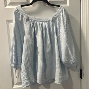 Lauren Conrad square-neck, volume sleeved top